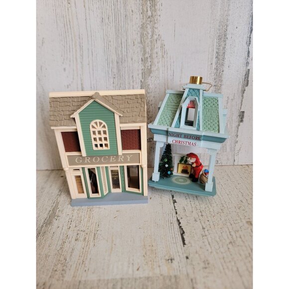 Hallmark house set grocery Santa ornament Xmas set - Picture 1 of 8